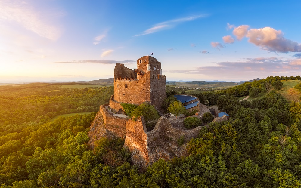 Holloko castle in Hungary. This historical medieval castle ruin is in the Cserhat hills. A part of the UNESCO world heritage. Famous tourist attraction